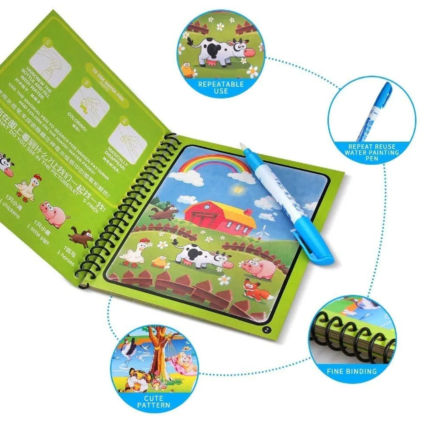 8091 Magic Water Quick Dry Book Water Coloring Book Doodle with Magic Pen Painting Board DeoDap 8091 Magic Water Quick Dry Book Water Coloring Book Doodle with Magic Pen Painting Board DeoDap